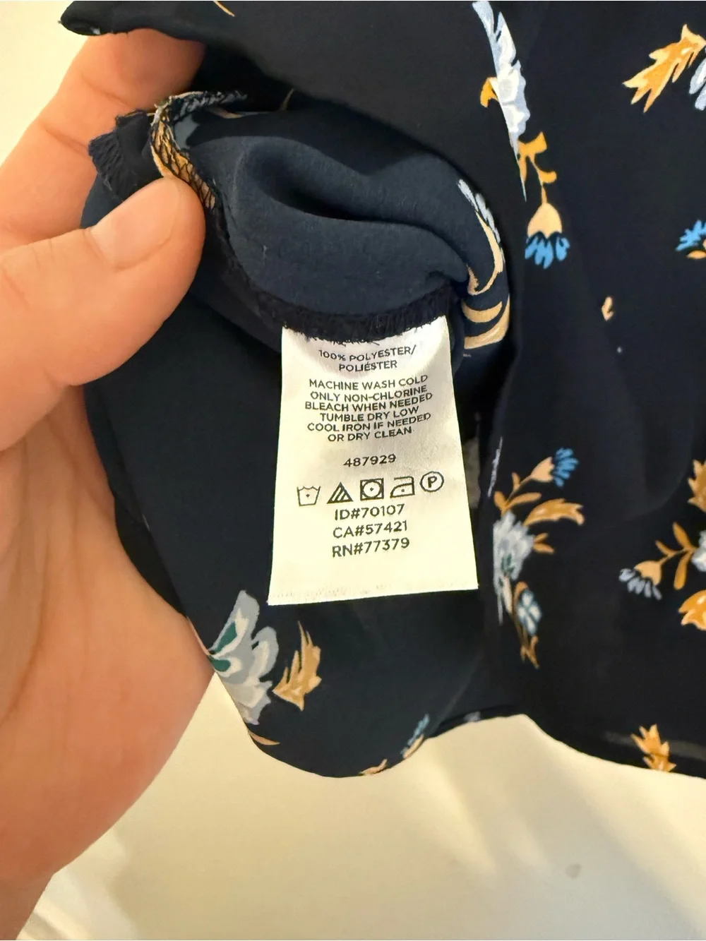 2/$30 LOFT Navy Blue Floral Long Sleeve Blouse Size Medium Puff Sleeve Boho Top